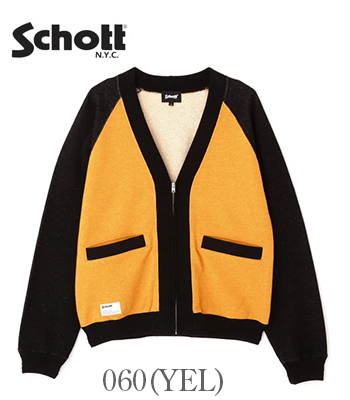 Schott ショット ウール混|スウェットカーディガン『2TONE SWEAT