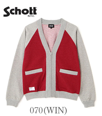 Schott ショット ウール混|スウェットカーディガン『2TONE SWEAT