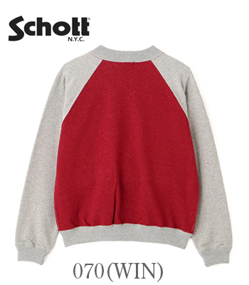 Schott ショット ウール混|スウェットカーディガン『2TONE SWEAT