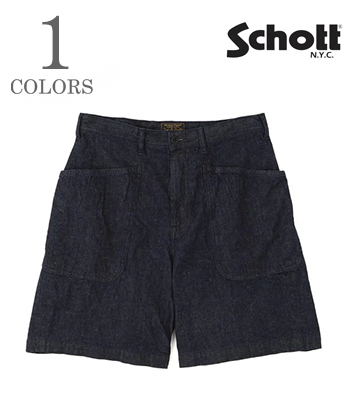 Schott ショット コットンリネン|ネップデニム|ショートパンツ『JAPAN