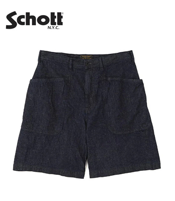 Schott ショット コットンリネン|ネップデニム|ショートパンツ『JAPAN