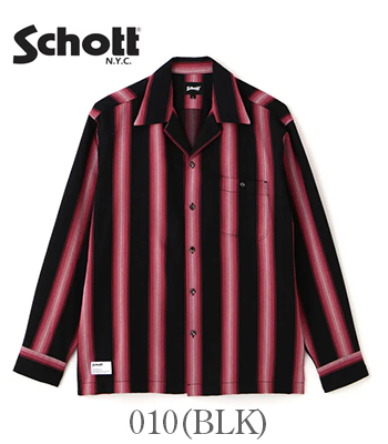Schott ショット 長袖|ストライプ|オープンカラーシャツ『RAYON STRIPE