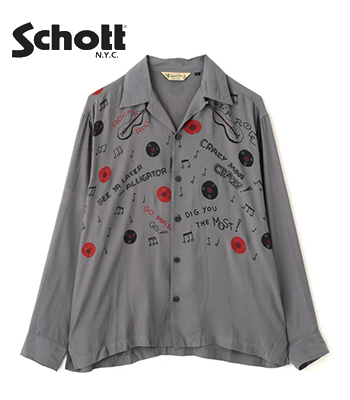 Schott ショット 長袖|レーヨン|ロックンロール|オープンカラーシャツ