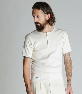 Schott ショット 半袖|ヘンリーネック|40/2リブ編み|コットンTシャツ