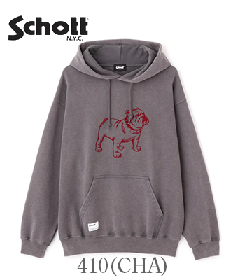 Schott ショット 長袖|ブリーチ加工|パーカー『FLOCKY BULLDOG PARKA