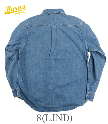BARNS バーンズ 長袖|小衿|ワイドスブレット|デニム|ボタンダウン