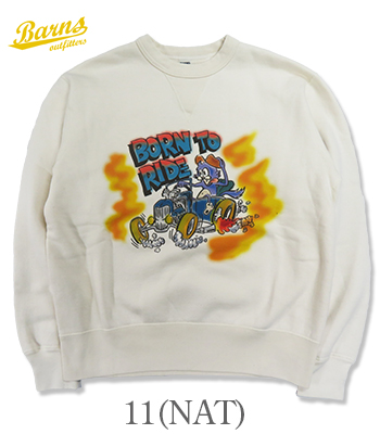 BARNS バーンズ 小寸編み|セットインスリーブ|クルースウェット『30/7