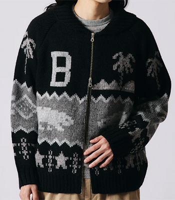 BARNS バーンズ ダブルジップ|アクリルウールカウチン|カーディガン