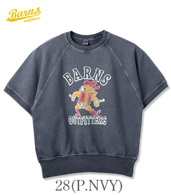BARNS バーンズ 5分袖|スラブ糸混裏毛|ラグランスリーブ|スウェット