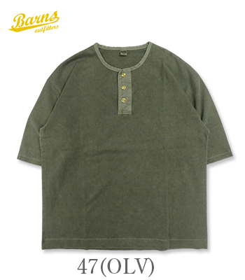 BARNS バーンズ Button Works 5分袖|小寸編み|ピグメント|ヘンリー