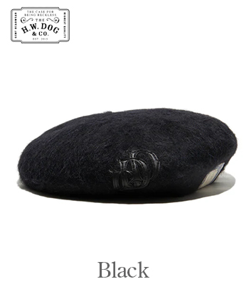 THE H.W. DOG&CO.人気ベレー帽　ウール ブラック THE H.W.DOG&CO. ウールアルパカ|シンセティックレザー|ベレー