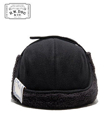THE H.W DOG&CO　LIGHT MELTON FLIGHT CAP 黒 THE H.W.DOG&CO. ウールメルトン|フライトキャップ『LIGHT MELTON