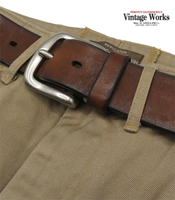 VINTAGE WORKS 黒レザーベルト 真鍮バックル Vintage Works ヴィンテージワークス カッティングダイ|ニッケル