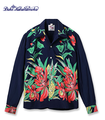DUKE KAHANAMOKU SUN SURF サンサーフLONG SLEEVE RAYON ALOHA SHIRT