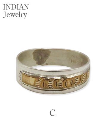 INDIAN JEWELRY ナバホ族|スタンプワーク|シルバー|ゴールドフィルド