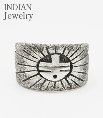 INDIAN JEWELRY ホピ族|オーバーレイ|SUN FACE|シルバー|リング『Hopi