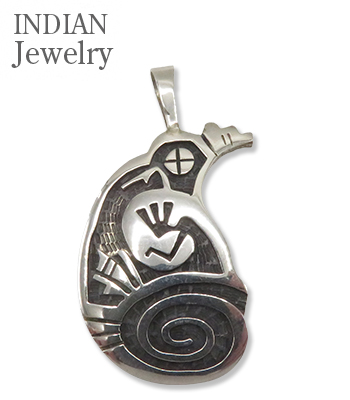 INDIAN JEWELRY ホピ族|オーバーレイ|KOKOPELLI|シルバー|ヘッド『Hopi