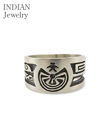 ホピ族 オーバーレイ リング マン・イン・ザ・メイズ シルバー 作家物 INDIAN JEWELRY ホピ族|オーバーレイ|Man in the Maze|シルバー|リング