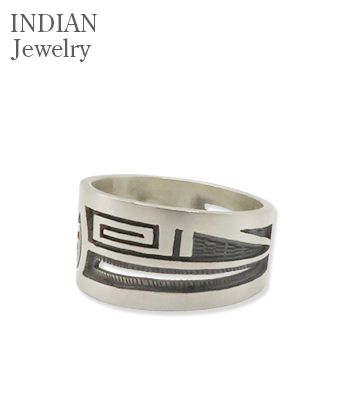 INDIAN JEWELRY ホピ族|オーバーレイ|Man in the Maze|シルバー|リング