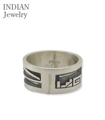 INDIAN JEWELRY ホピ族|オーバーレイ|Man in the Maze|シルバー|リング