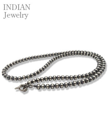 INDIAN JEWELRY ナバホ族|ハンドメイド|シルバービーズチェーン|70cm
