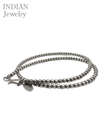 INDIAN JEWELRY ナバホ族|ハンドメイド|シルバービーズ|2重