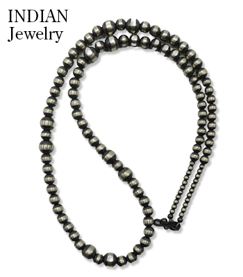 ナバホ　ネックレス INDIAN JEWELRY ナバホ族|ハンドメイド|シルバービーズチェーン