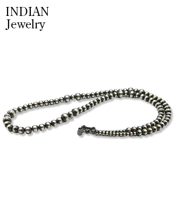 INDIAN JEWELRY ナバホ族|ハンドメイド|シルバービーズチェーン|60cm