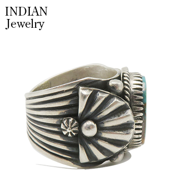 INDIAN JEWELRY ナバホ族|アップリケ|リング『Navajo Silver Rimg