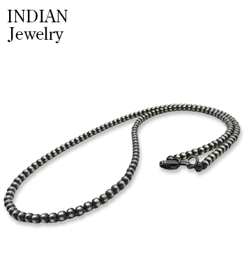INDIAN JEWELRY ナバホ族|ハンドメイド|シルバービーズチェーン|45cm