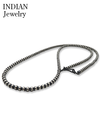 INDIAN JEWELRY ナバホ族|ハンドメイド|シルバービーズチェーン|55cm