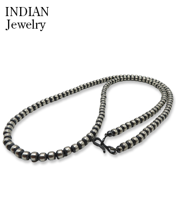 INDIAN JEWELRY ナバホ族|ハンドメイド|シルバービーズチェーン|55cm