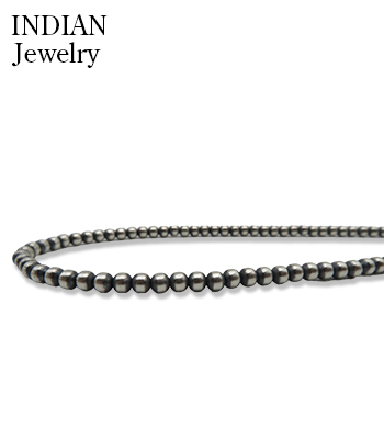 INDIAN JEWELRY ナバホ族|ハンドメイド|シルバービーズチェーン|55cm