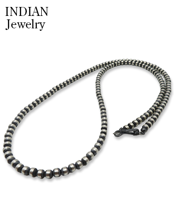 INDIAN JEWELRY ナバホ族|ハンドメイド|シルバービーズチェーン|60cm