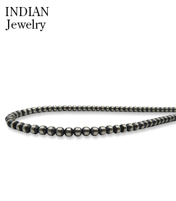 INDIAN JEWELRY ナバホ族|ハンドメイド|シルバービーズチェーン|60cm
