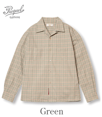 PREQUEL プリクエル HOMAGE 1907|長袖|オープンカラーシャツ『Checked Open-Collar Shirt』【アメカジ・ワーク】S1007 PREQUEL プリクエル HOMAGE 1907|長袖|オープンカラーシャツ『Checked