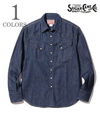 SUGAR CANE シュガーケーン 長袖|デニム|ウエスタンシャツ『BLUE DENIM 