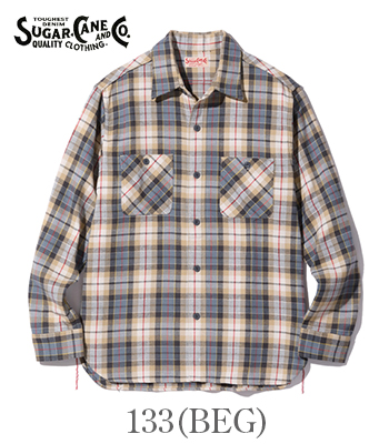 SUGAR CANE シュガーケーン 長袖|ツイル|ネルシャツ『TWILL CHECK WORK