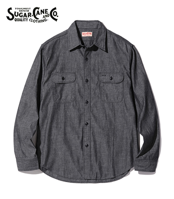 SUGAR CANE シュガーケーン 長袖|シャンブレーシャツ『BLACK CHAMBRAY