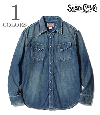 SUGAR CANE シュガーケーン 長袖|デニム|ウエスタンシャツ『BLUE