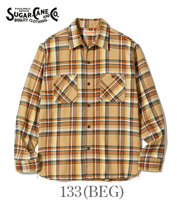 SUGAR CANE シュガーケーン 長袖|ツイル|ネルシャツ『TWILL CHECK WORK