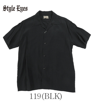 Style Eyes 黒 レーヨンシャツ STYLE EYES スタイル アイズ 長袖 レーヨン オープンカラー
