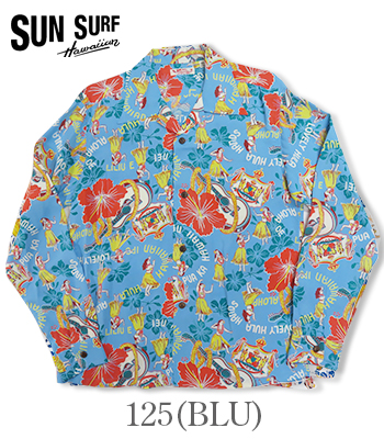 サンサーフ アロハシャツ THE BIG WAVE L　新品　ブルー　波乗り SUN SURF サンサーフ LONG SLEEVE RAYON ALOHA SHIRT '24MODEL