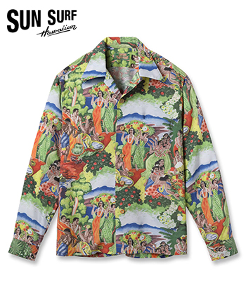 SUN SURF SPECIAL EDITION サンサーフ LONG SLEEVE RAYON ALOHA SHIRT