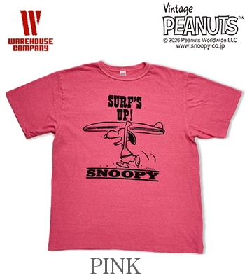 新品 ウエアハウス ビンテージ PEANUTS スヌーピー Tシャツ ピンク M WAREHOUSE VINTAGE PEANUTS ウエアハウス 半袖|19/-天竺|SNOOPY|ONE