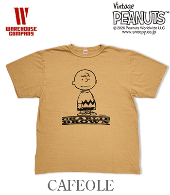 WAREHOUSE VINTAGE PEANUTS ウエアハウス 半袖|19/-天竺|CHARLIE BROWN