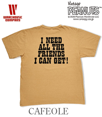 WAREHOUSE VINTAGE PEANUTS ウエアハウス 半袖|19/-天竺|CHARLIE BROWN