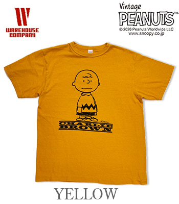 新品 ウエアハウス ビンテージ PEANUTS 半袖 Tシャツ XL イエロー WAREHOUSE VINTAGE PEANUTS ウエアハウス 半袖|19/-天竺|CHARLIE BROWN