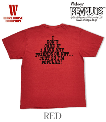 WAREHOUSE VINTAGE PEANUTS ウエアハウス 半袖|19/-天竺|LUCY|ONE WASH