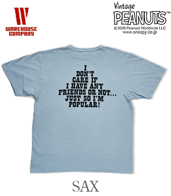 WAREHOUSE VINTAGE PEANUTS ウエアハウス 半袖|19/-天竺|LUCY|ONE WASH